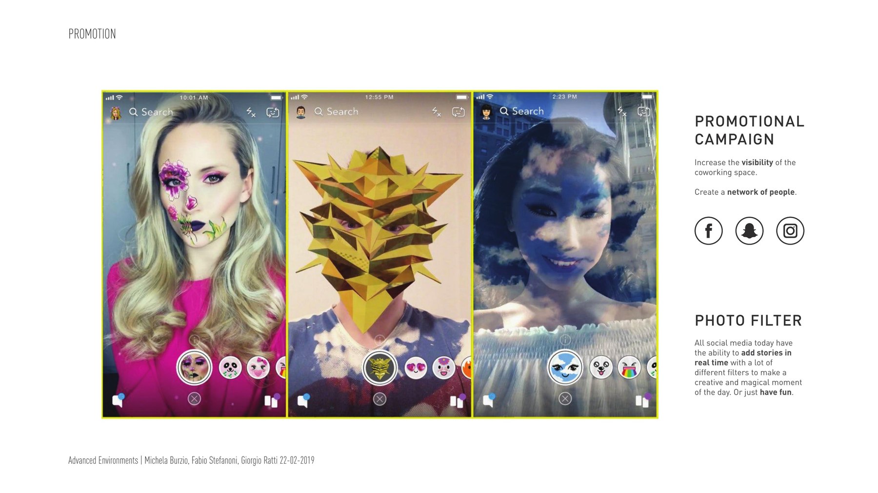 The promotional campaign: branded photo filters used as reference