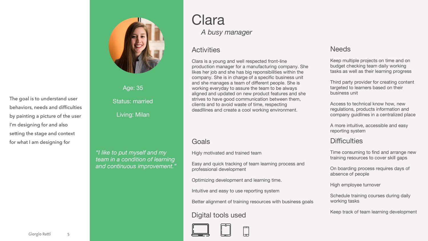 Persona: Clara, a busy manager