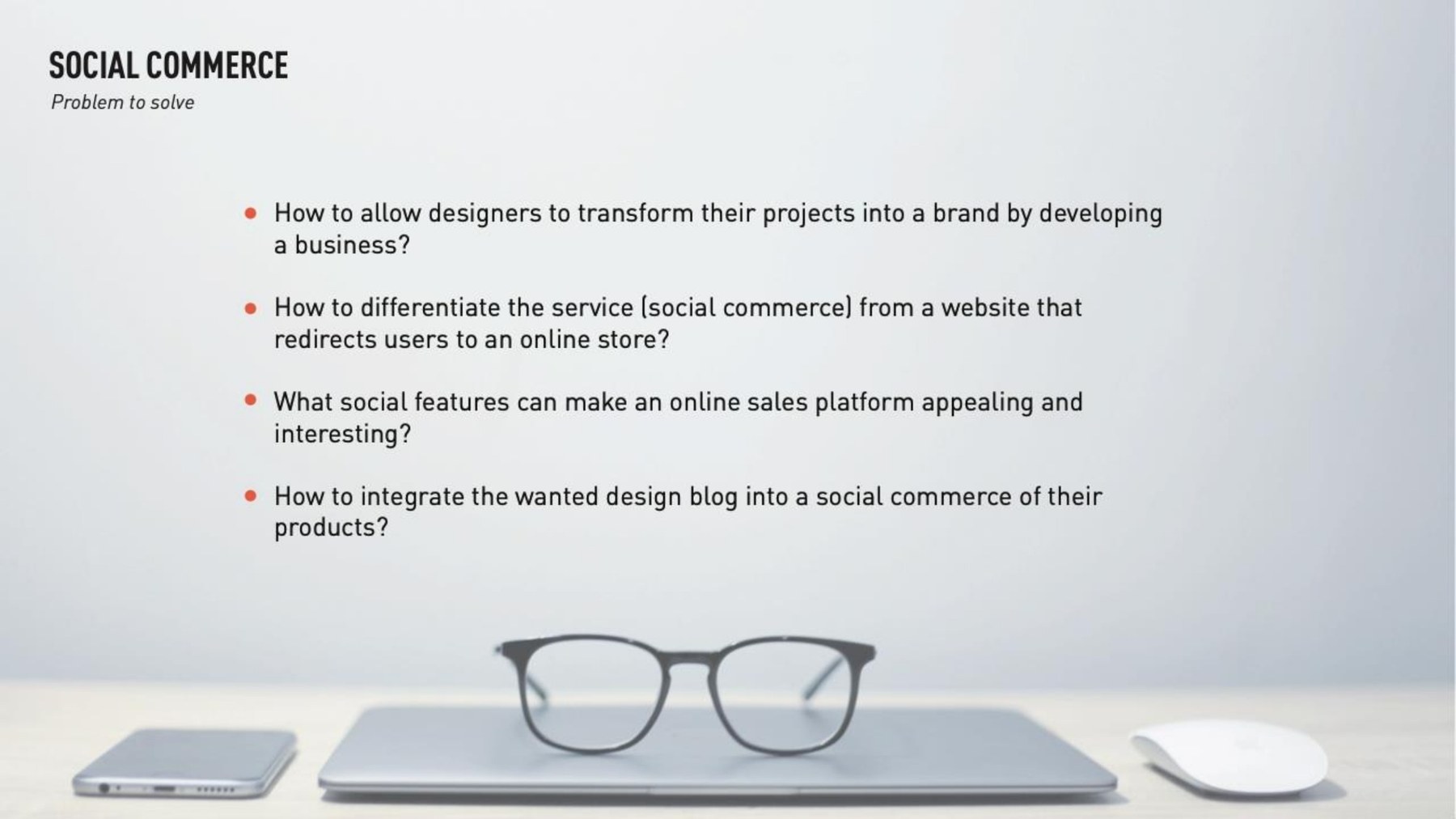 The four questions of the brief, from the project presentation